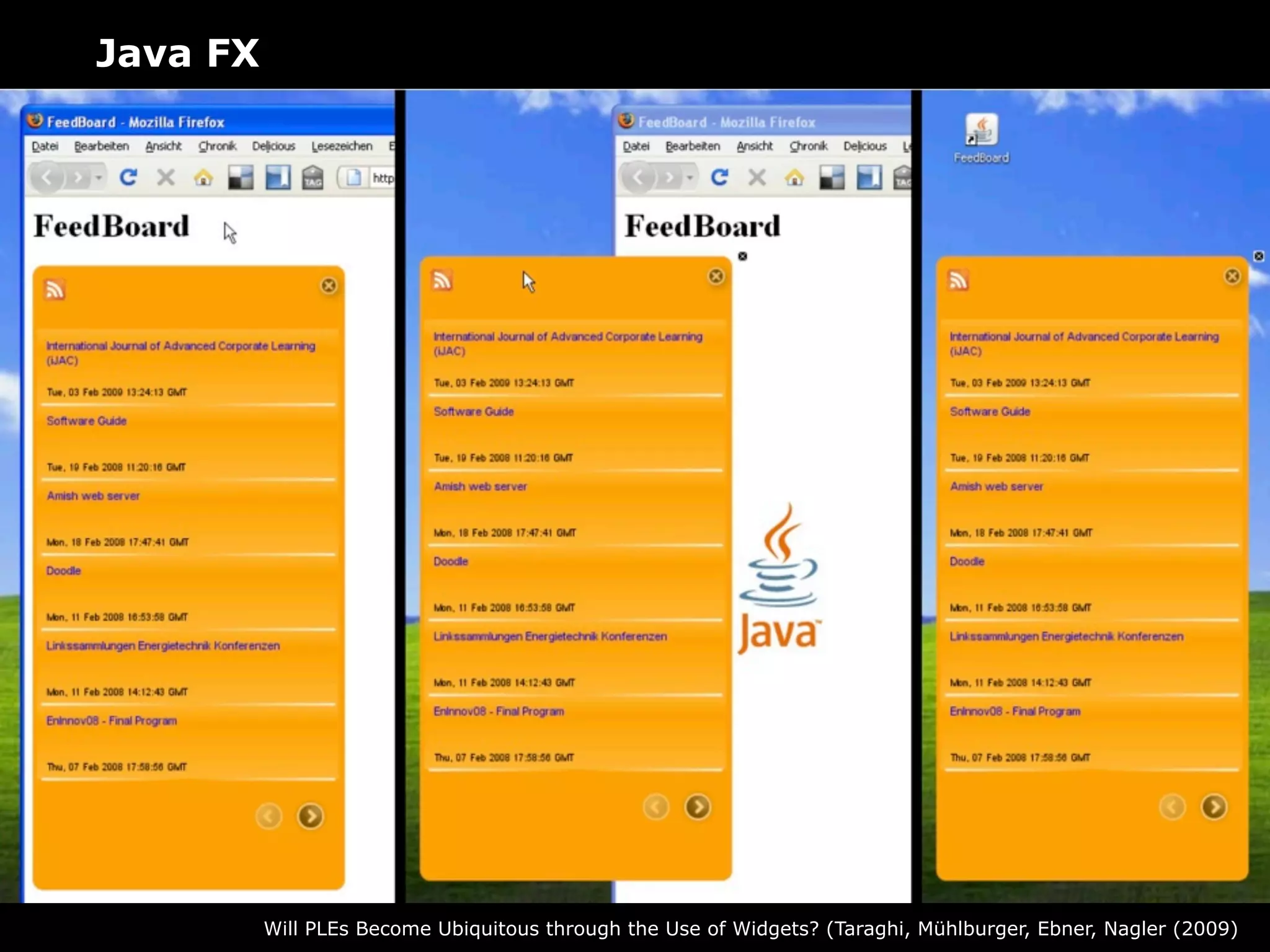 Java FX




          Will PLEs Become Ubiquitous through the Use of Widgets? (Taraghi, Mühlburger, Ebner, Nagler (2009)
 