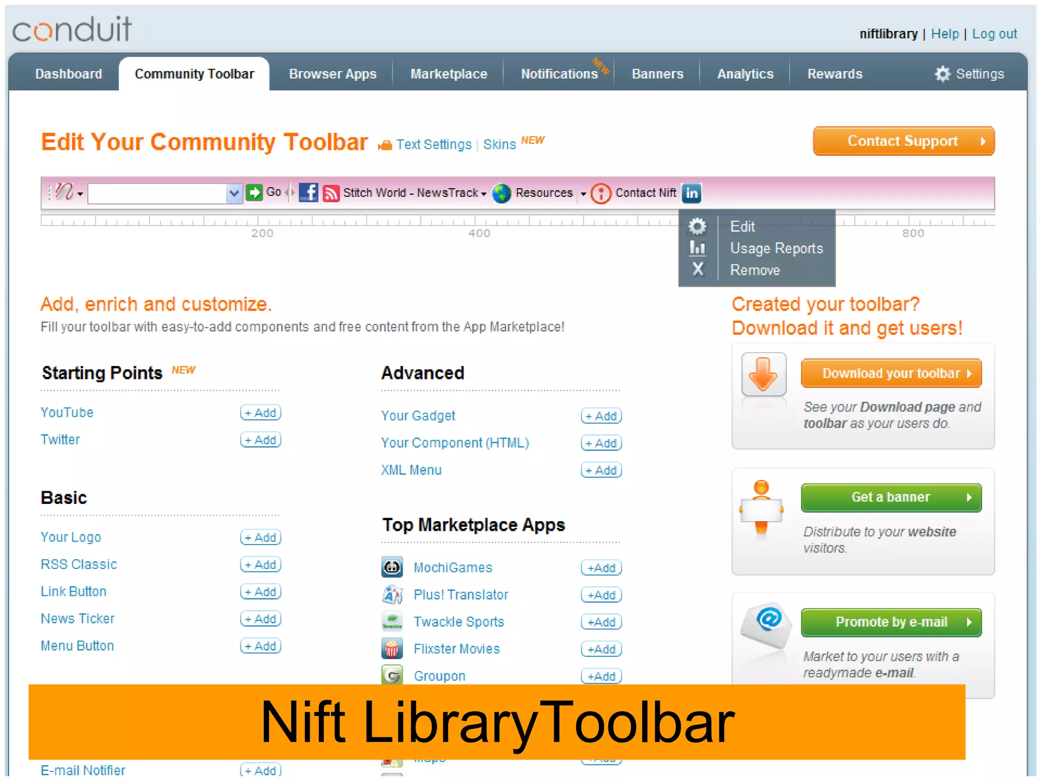 Nift LibraryToolbar 
