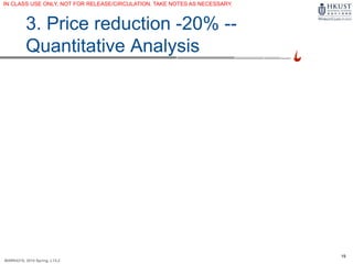 19
MARK4210, 2014 Spring, L1/L2
3. Price reduction -20% --
Quantitative Analysis
IN CLASS USE ONLY, NOT FOR RELEASE/CIRCULATION. TAKE NOTES AS NECESSARY.
 