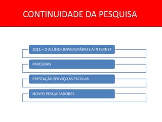 CONTINUIDADE DA PESQUISA
 