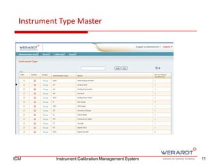 Instrument Type Master
11ICM Instrument Calibration Management System
 