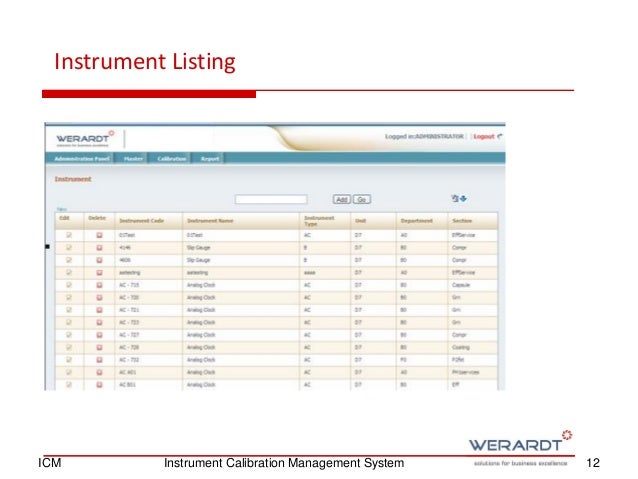 Instrument Calibration Management System