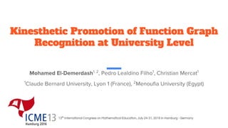 13th
International Congress on Mathematical Education, July 24-31, 2016 in Hamburg - Germany
Kinesthetic Promotion of Function Graph
Recognition at University Level
 