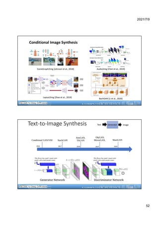 2021/7/9
52
Conditional Image Synthesis
Slide credit: Yu Cheng. CVPR tutorial
Slide credit: Yu Cheng. CVPR tutorial
 