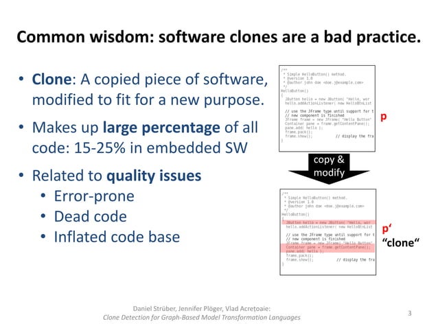 Clone Detection for Graph-Based Model Transformation Languages | PPT