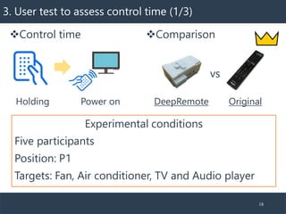3. User test to assess control time (1/3)
Experimental conditions
Five participants
Position: P1
Targets: Fan, Air conditi...