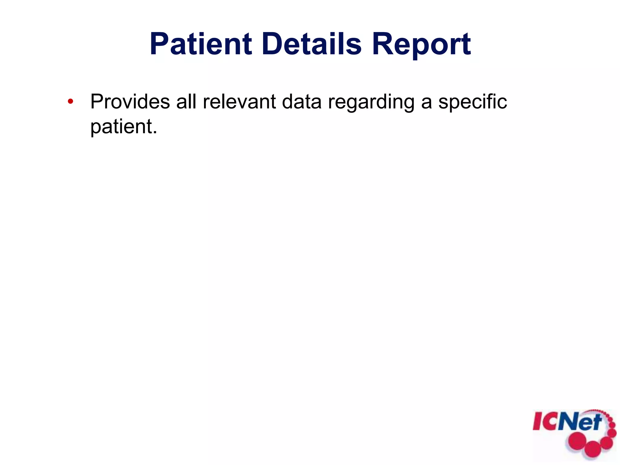 Contact Tracing ReportLine based report.Searches on a specific patient between dates.Details other patients who have shared a location with the patient between these dates, bearing in mind the locations of the searched for patient. Patients may be added into ICNet as a case from this report.