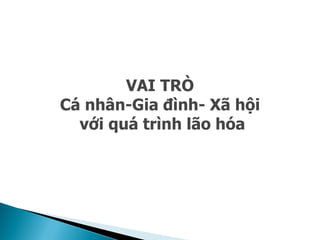 VAI TRÒ
Cá nhân-Gia đình- Xã hội
với quá trình lão hóa
 