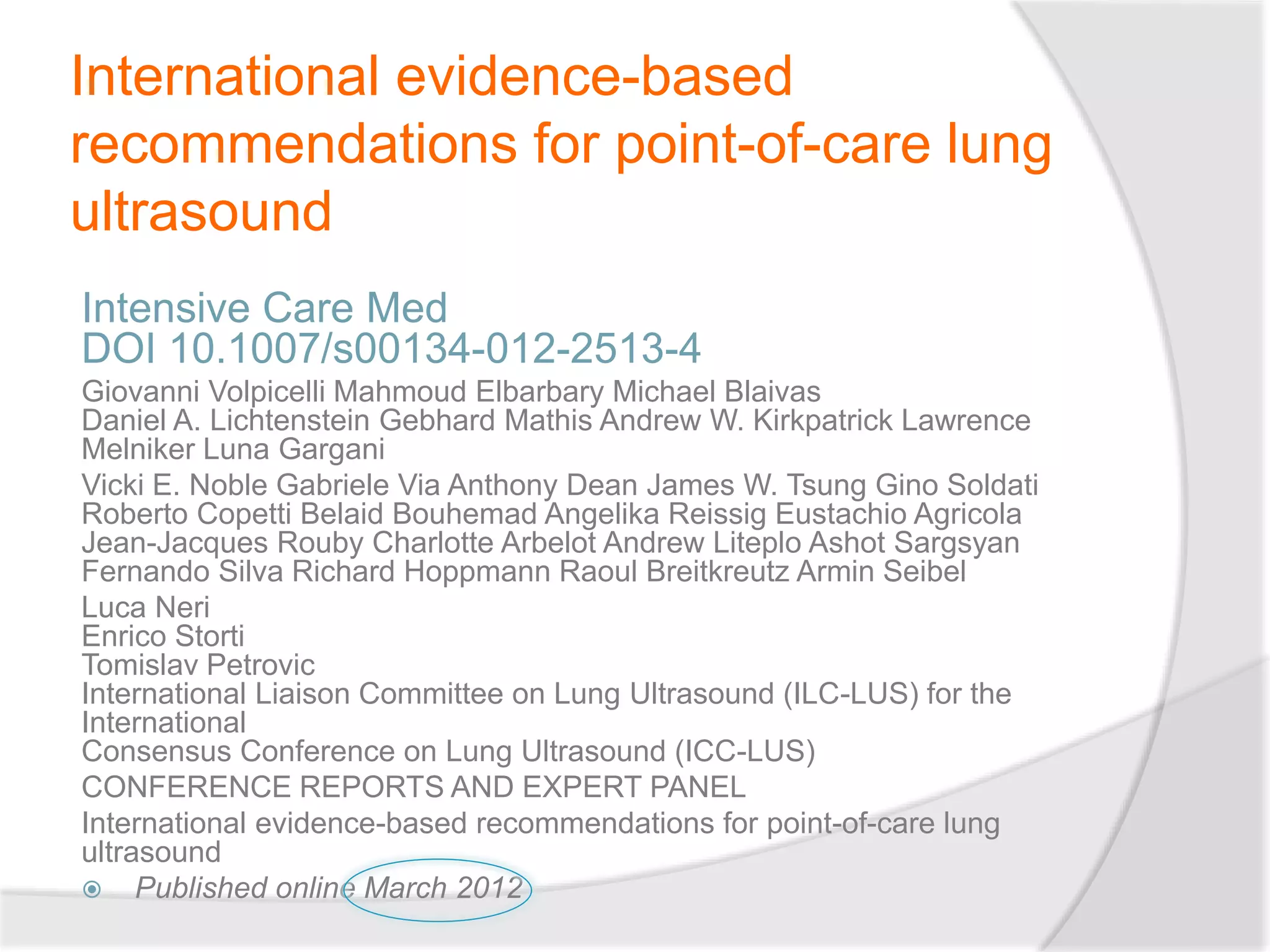 The Basics of Lung Ultrasound | PPTX