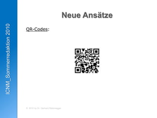 vollständigeRechercheWo? Der Ort des Geschehens darf in keiner Nachricht fehlen.Wie? Um das Ergebnis eines Sachverhalts zu verstehen, ist Information über den Ablauf nötig.Warum? Kann nicht immer sofort beantwortet werden.Welche Quelle? Unterstreicht die Zuverlässigkeit der Information, gibt ihr Gewicht.