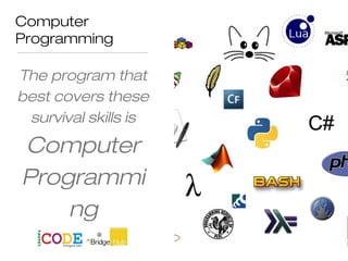 Computer
Programming
The program that
best covers these
survival skills is
Computer
Programmi
ng
 