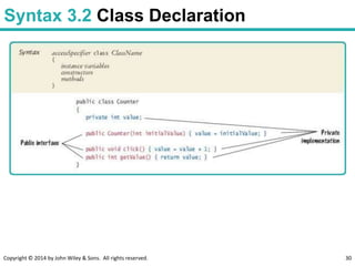 Copyright © 2014 by John Wiley & Sons. All rights reserved. 30
Syntax 3.2 Class Declaration
 