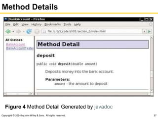 Copyright © 2014 by John Wiley & Sons. All rights reserved. 37
Method Details
Figure 4 Method Detail Generated by javadoc
 
