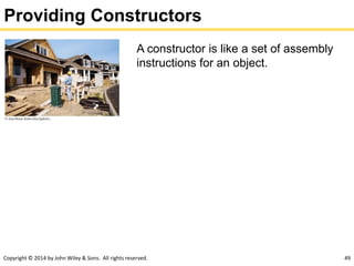 Copyright © 2014 by John Wiley & Sons. All rights reserved. 49
Providing Constructors
A constructor is like a set of assembly
instructions for an object.
 