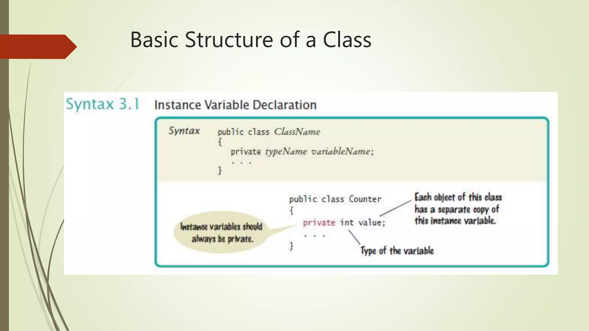 Basic Structure of a Class
 