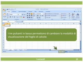 I comandi
Una volta
15
I tre pulsanti in basso permettono di cambiare la modalità di
visualizzazione del foglio di calcolo
 