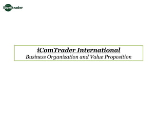 iComTrader International
Business Organization and Value Proposition
 