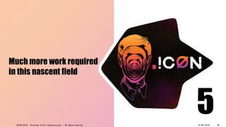 Much more work required
in this nascent field
514/09/2018ICON 2018 - Overview of AI in Cybersecurity - All rights reserved 20
 