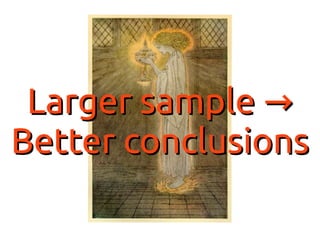 Larger sample →Larger sample →
Better conclusionsBetter conclusions
 