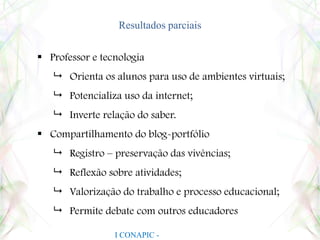 “Blogarpermite que pensemos em voz alta juntos.”ROSENBERG, 2009, p 327I CONAPIC - UNIANCHIETA