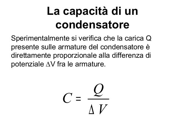 condensatore formula