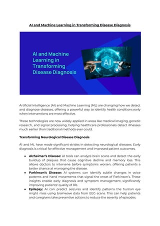 AI & Machine Learning Revolutionize Disease Diagnosis | PDF