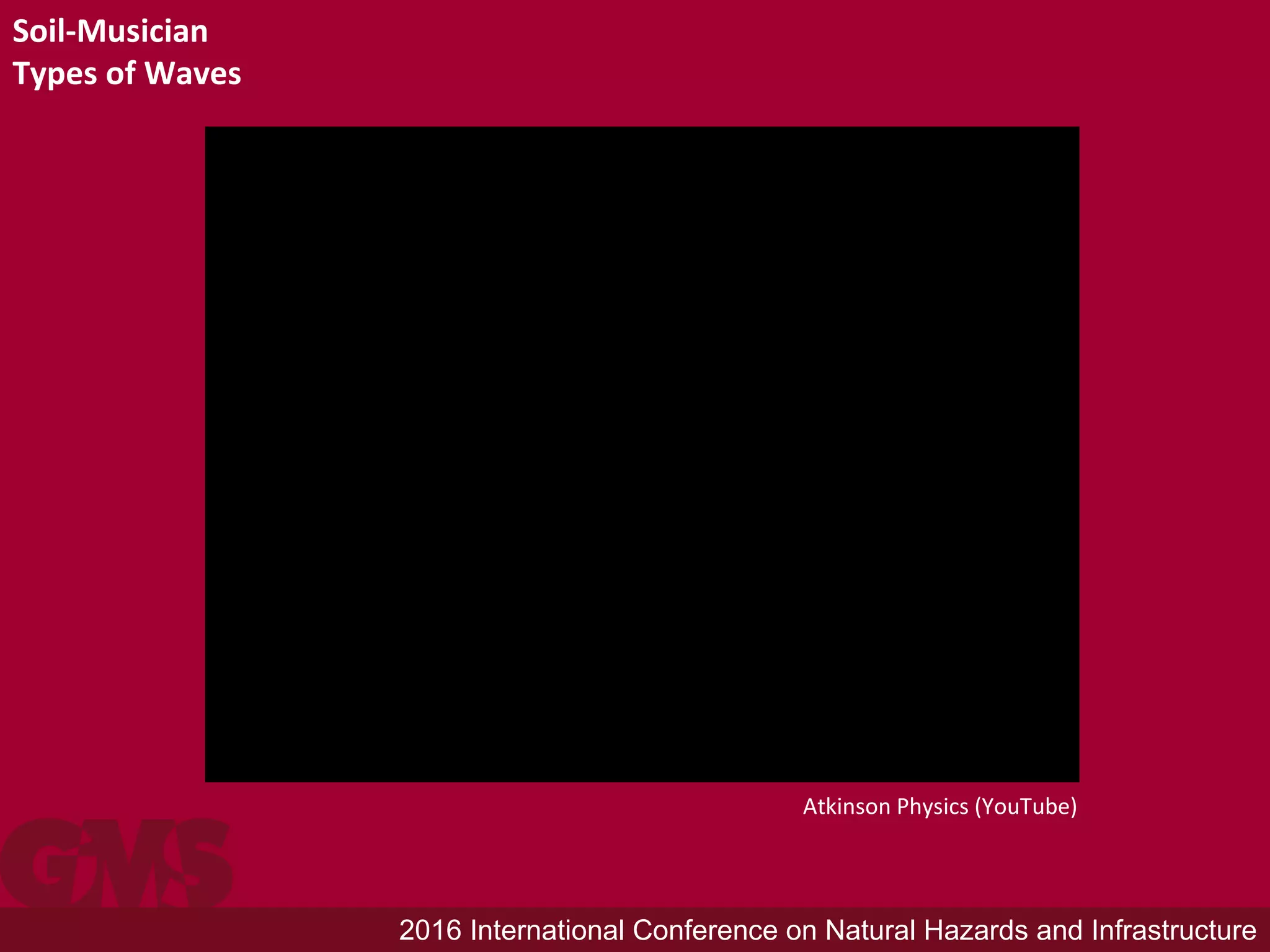 2016 International Conference on Natural Hazards and Infrastructure
Soil-Musician
Types of Waves
Atkinson Physics (YouTube)
 