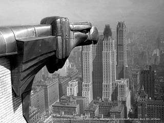 A gargoyle atop the Chrysler Building watches vigilantly over the rising Gotham towers of midtown Manhattan, May 6, 1931. (AP Photo) 
 
