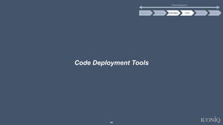 46
Code Deployment Tools
Project Management
Code Mgmt CI/CD Monitoring DefenseDevelopment Verification
 
