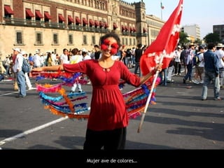 Mujer ave de colores…
 