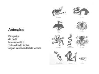 Animales  Dibujados  de perfil  frontalmente o  vistos desde arriba según la necesidad de lectura 