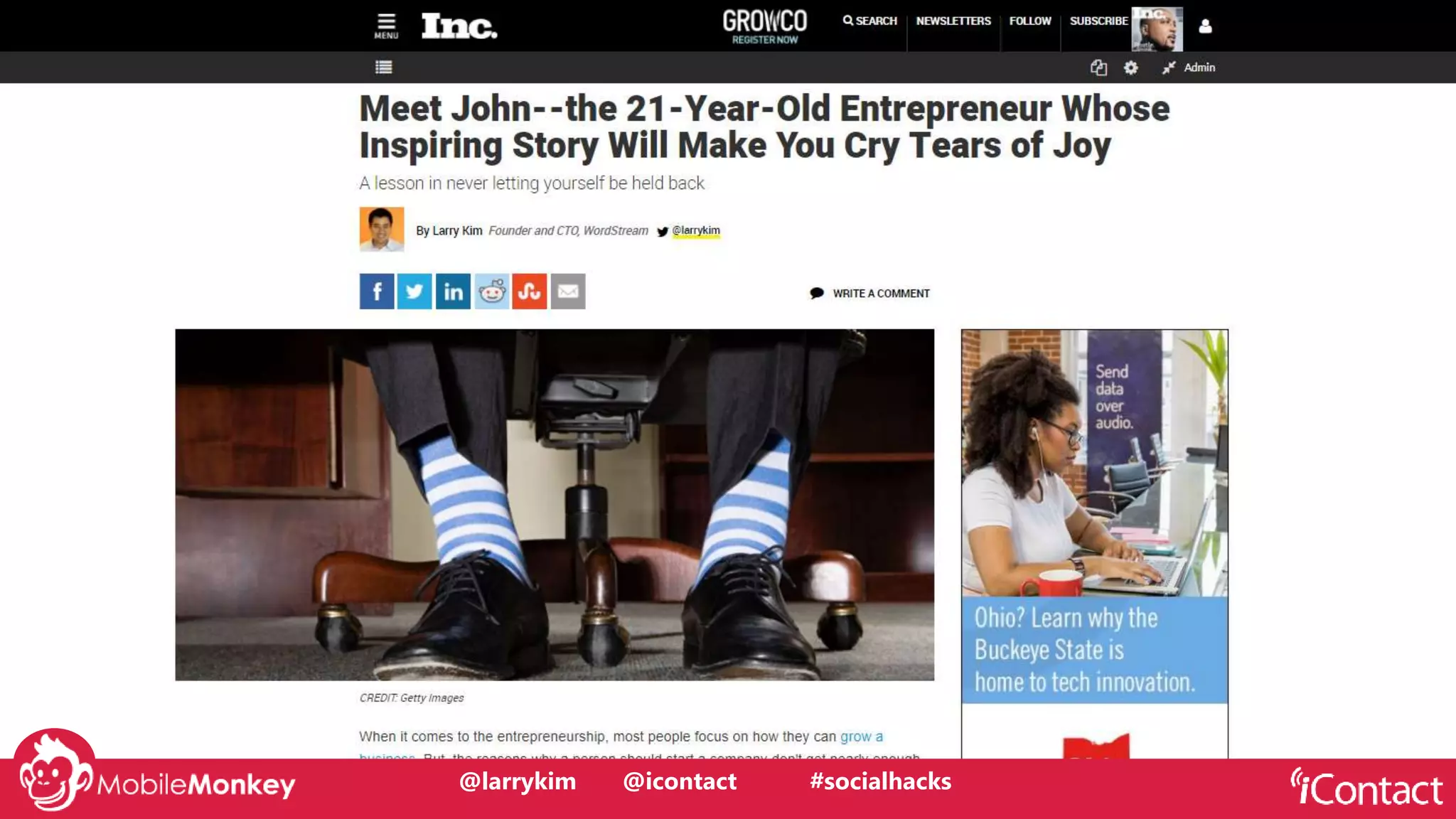 #CMCa2z @larrykim@larrykim @icontact #socialhacks
 