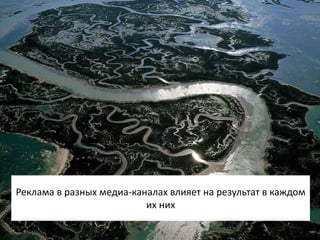 Реклама в разных медиа-каналах влияет на результат в каждом
их них
 