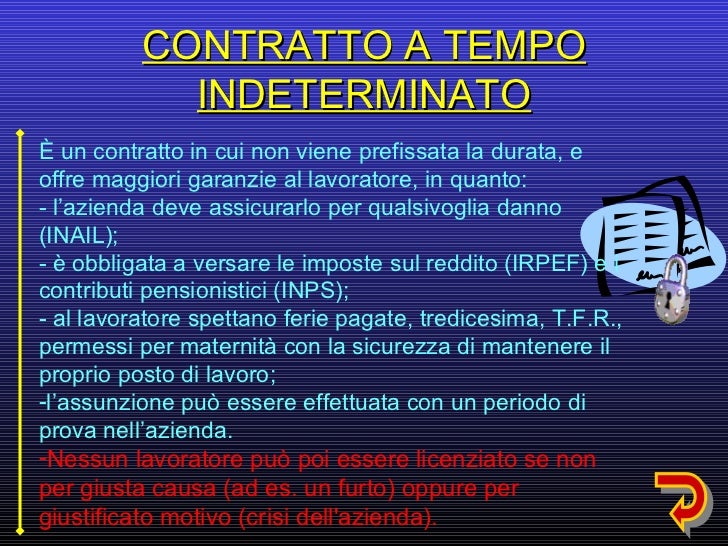 Contratto Di Lavoro A Tempo Indeterminato I contratti di lavoro