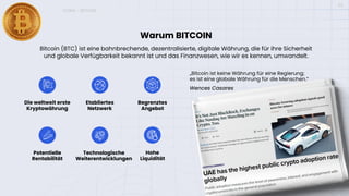 ICONX – BITCOIN
Warum BITCOIN
Bitcoin (BTC) ist eine bahnbrechende, dezentralisierte, digitale Währung, die für ihre Sicherheit
und globale Verfügbarkeit bekannt ist und das Finanzwesen, wie wir es kennen, umwandelt.
Die weltweit erste
Kryptowährung
Etabliertes
Netzwerk
Begrenztes
Angebot
Potentielle
Rentabilität
Technologische
Weiterentwicklungen
Hohe
Liquidität
„Bitcoin ist keine Währung für eine Regierung;
es ist eine globale Währung für die Menschen.“
Wences Casares
02
 