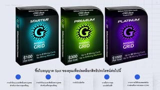 การเข้าถึงแบบเอกสิทธิ1เฉพาะบุคคล
สําหรับการ์ดการขุดเหรียญ
ซื0อใบอนุญาต Spot ของคุณเพื>อปลดล็อกสิทธิประโยชน์ต่อไปนี0
การเข้าถึงแบบเอกสิทธิ1เฉพาะบุคคล
สําหรับเครืAองขุดเหรียญ
การรับโบนัสกริด การตัEงค่าการขุด
แบบอัตโนมัติ
การหารายได้ด้วยแพลตฟอร์ม
การส่งเสริมการขายของ ICONX
ICONX – ใบอนุญาต SPOT
09
 