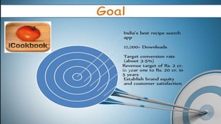 Goal
This app is a one-stop solution for finding online
hundreds of mouth watering recipes by
ingredients, with step by step instructions to help
you make your recipes
 