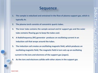 7
Gas in which a significant number of atoms are
ionized (significant being >1%) Will interact with a
magnetic field Inductive coupling between varying
field and the plasma .
Plasma
 