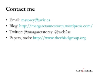 Contact me <ul><li>Email:  [email_address] </li></ul><ul><li>Blog:  http://margaretannestorey.wordpress.com/   </li></ul><...