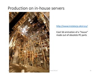 Production on in-house servers
23/03/2016 Performance Assurance Pty Ltd 26
http://www.instalacja.oksir.eu/
Cool 3d animation of a “house”
made out of obsolete PC parts
 