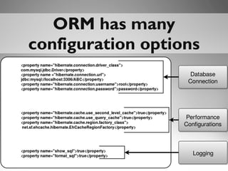 13
ORM has many configurationORM has many configuration
optionsoptions
 