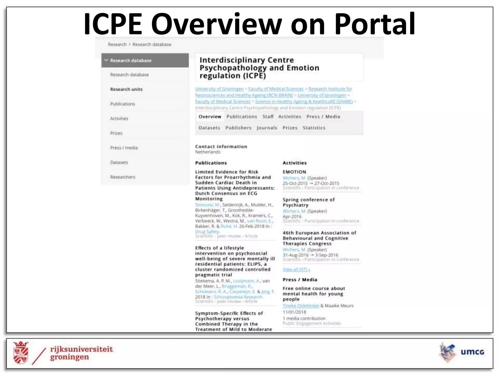 ICPE Overview on Portal