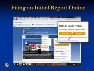 Filing an Initial Report Online 
Fig. 1 
13 
 