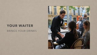 YOUR WAITER
BRINGS YOUR DRINKS
 