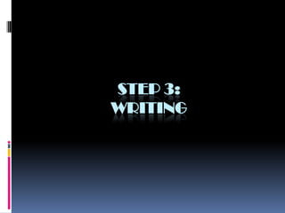 STEP 3:
WRITING
 