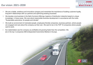 Our vision: 2021–2030
• We are a stable, ambitious and innovative company and remember the importance of building customer...