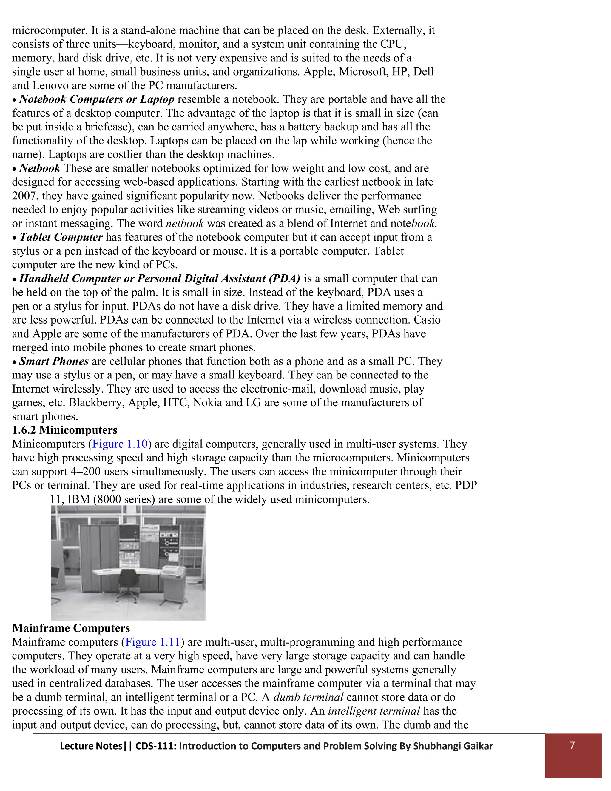 Introduction to Computer UNIT 1 notes.pdf | Computer Peripherals ...