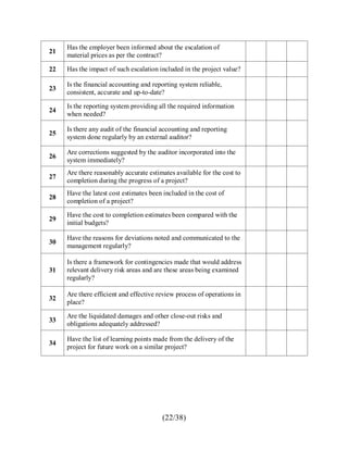 Cost Control Questionnaire Internal Control Questionnaires for Construction Companies | PDF