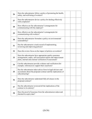 Subcontract Insurance Questionnaires Internal Control Questionnaires for Construction Companies | PDF