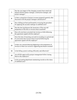 Cost Control Questionnaire Internal Control Questionnaires for Construction Companies | PDF